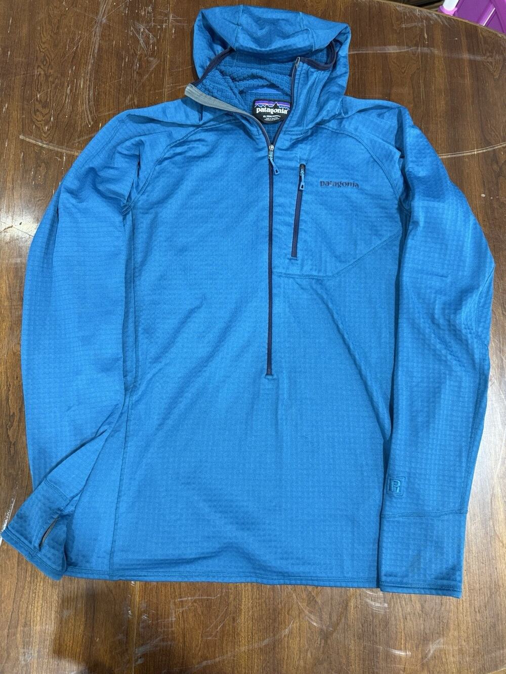 Mens Patagonia R1 Pullover Hoody Polartec Fleece 1/4 Zip Jacket Blue XL